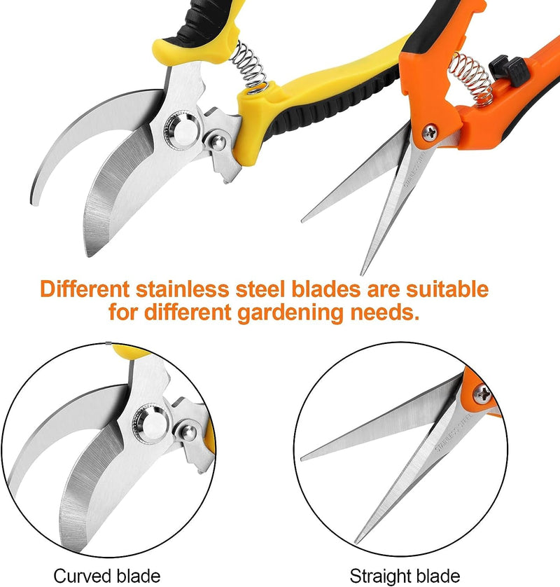 2 Pack Pruning Shears, Garden Shears, Stainless Steel Pruning Shears for Gardening, Garden Clippers, Gardening Tools Scissors with Soft Grip Handle