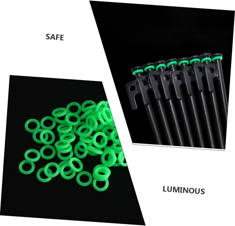 50Pcs Ground Nail Luminous Circle Camping Tent Rings Camping Accessories Tent Stake Fluorescent Ring D Ring Glow Accessories the Ring Tent Pegs Nail Ring Camping Rope Green Plastic