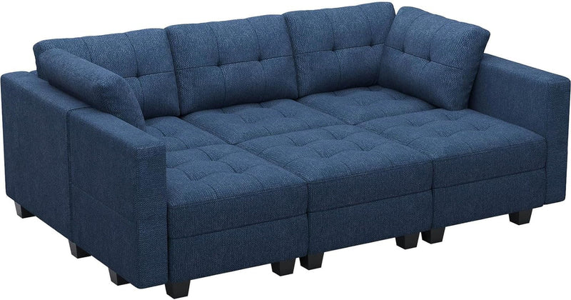 Belffin Modular Sectional Sofa Sleeper Couch Set Convertible Sectional Sleeper Sofa Bed with Storage Seat Modular Sectional Couch Bed Blue