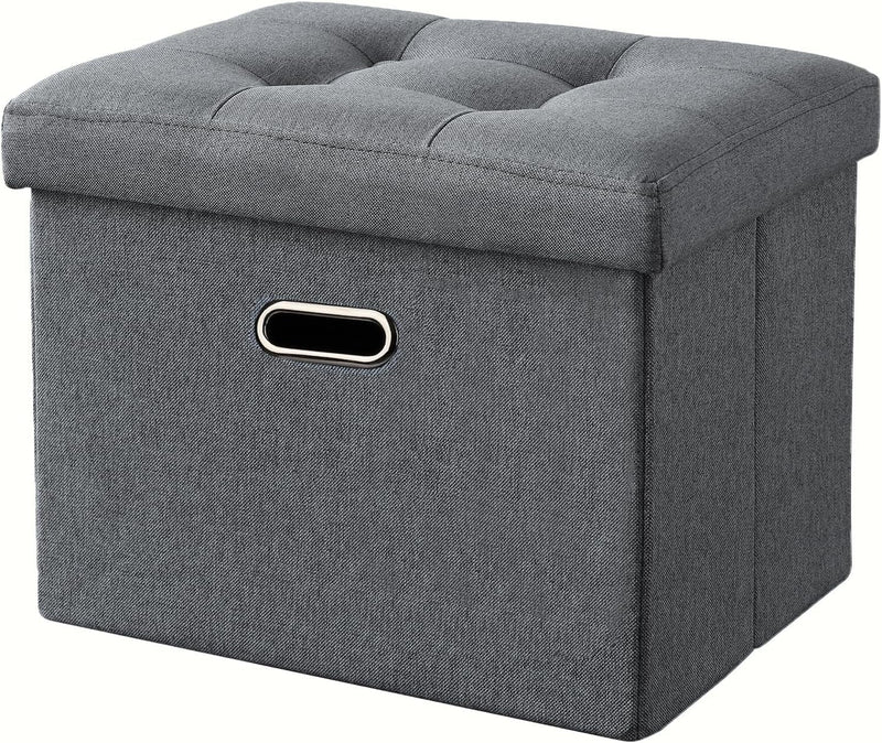 ALASDO Ottoman Storage Ottoman Footrest Stool Small Ottoman with Storage Foldable Ottoman Foot Rest Footstool Bench for Living Room 17X13X13Inches Grey