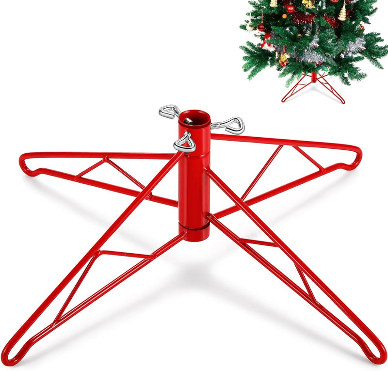 Barydat Christmas Tree Stand for Artificial Tree Steel Bar Xmas Tree Base Folding Replacement Tree Holder Base for Christmas Winter Holiday New Year Artificial Tree Decorations (Dark Green,26 Inch)