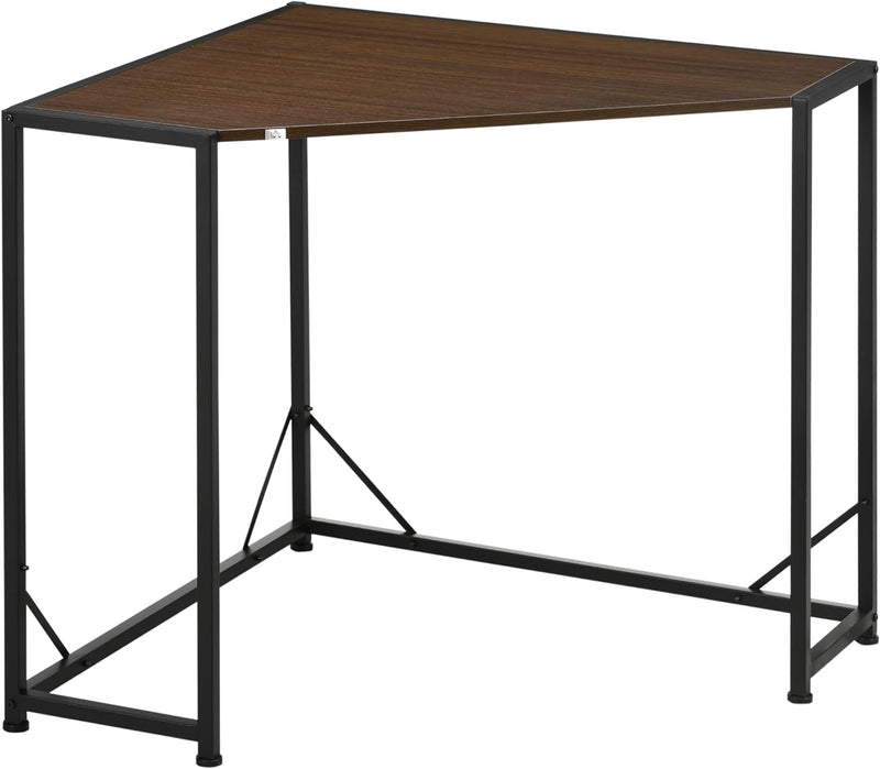 HOMCOM Space-Saving Corner Desk, Small Computer Desk with Metal Frame, Writing Desk for Home Office, Small Spaces, Gray