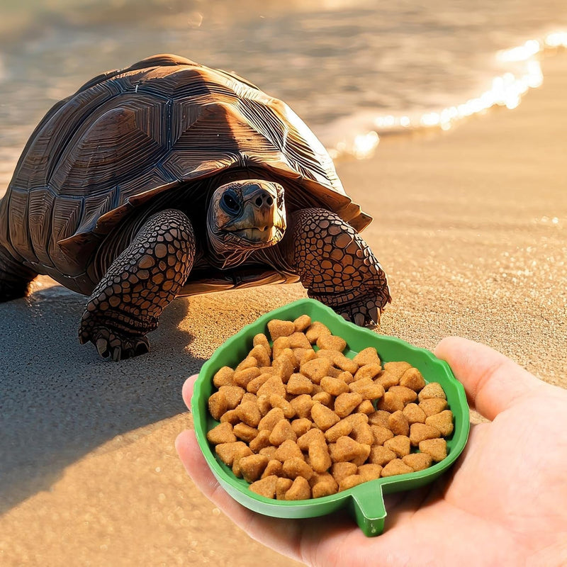 2PCS Tortoise Water Dish, Leaf Shape Reptile Water Dish Bowl, Turtle Feeder Plate, Pet Feeding Bowl for Tortoise Hermit Crab Snake Reptile Drinking and Eating(2 Sizes)