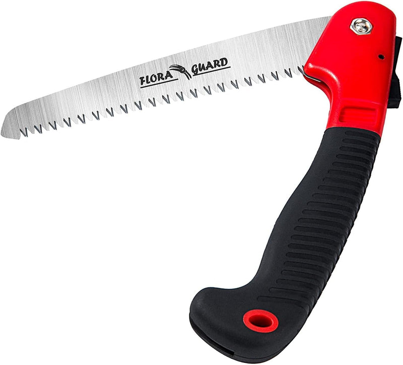 FLORA GUARD Folding Hand Saw, Camping/Pruning Saw with Rugged 7.7 Inch Blades Professional Folding Saw Razor Tooth Sharp Blade Solid Grip(Red)