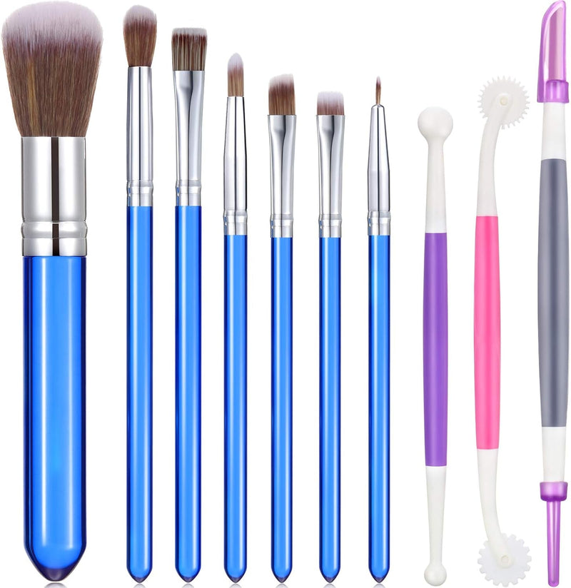 10 Pieces Cake Baking Brushes Food Paint Brush for Chocolate Sugar Cookie Decoration Brushes Set Cookie Decorating Supplies with Fondant and Gum Paste Tool (Purple)