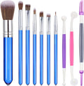 10 Pieces Cake Baking Brushes Food Paint Brush for Chocolate Sugar Cookie Decoration Brushes Set Cookie Decorating Supplies with Fondant and Gum Paste Tool (Purple)