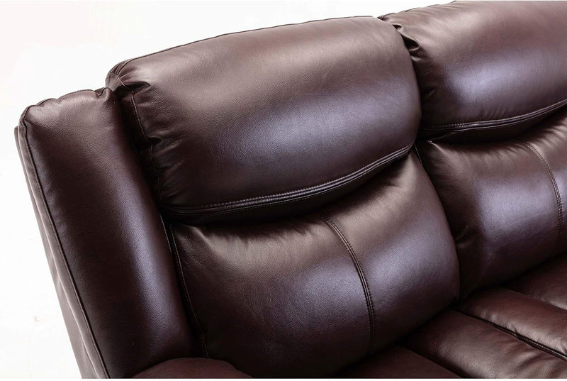 Familymill Breathable Leather Manual Reclining 3-Seat Sofa for Living Room