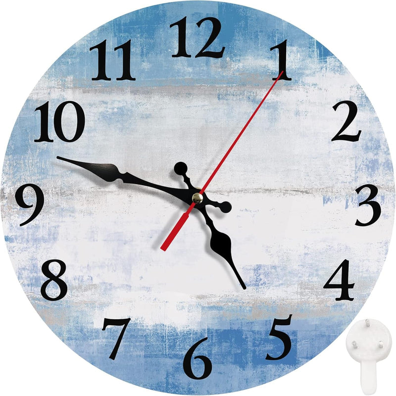 Britimes round Wall Clock Non-Ticking Silent Battery Operated Clock 10 Inch, Sea Beach Blue Sky Sand Home Decor for Living Room, Kitchen, Bedroom, and Office