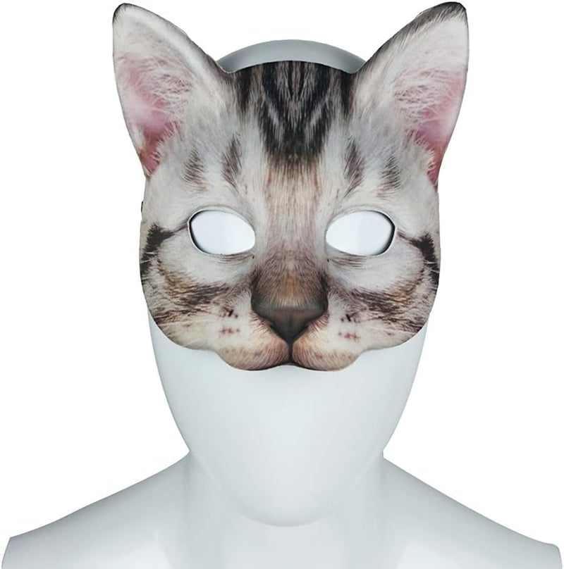 Cat Mask Animal Half Face Mask Fancy Dress Animal Tabby Mask Animal Cat Head Mask Halloween Novelty Costume Party Accessory