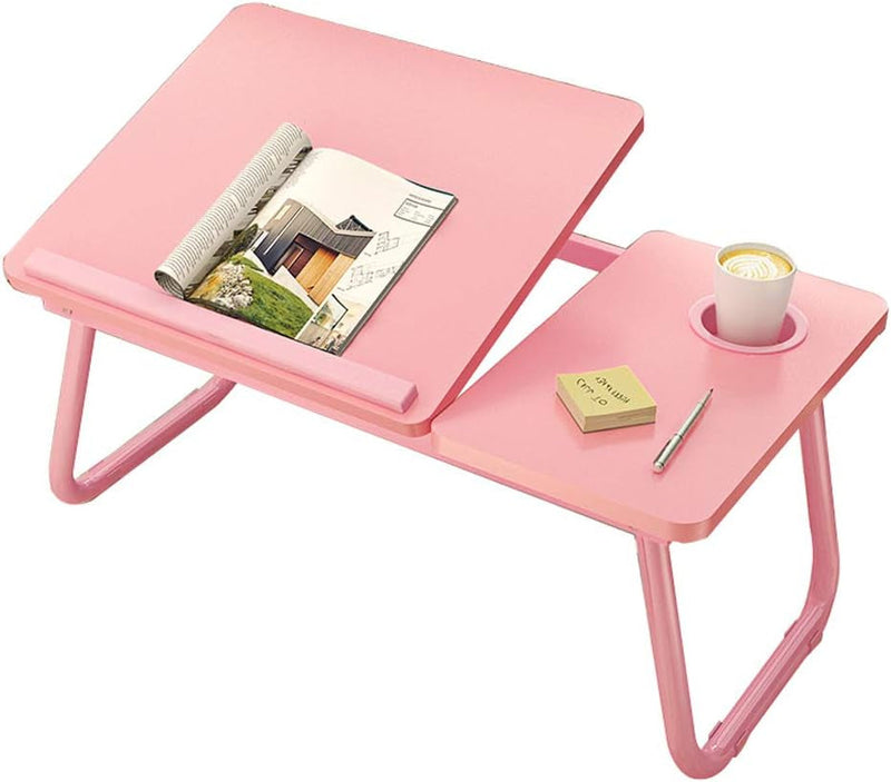 Bed Study Desk, Breakfast Andsnack Tray, Desktop 4-Speed Adjustable Angle, Foldable Table Legs, Space-Saving,Bedroom Laptop Desk, Reading and Writing Desk