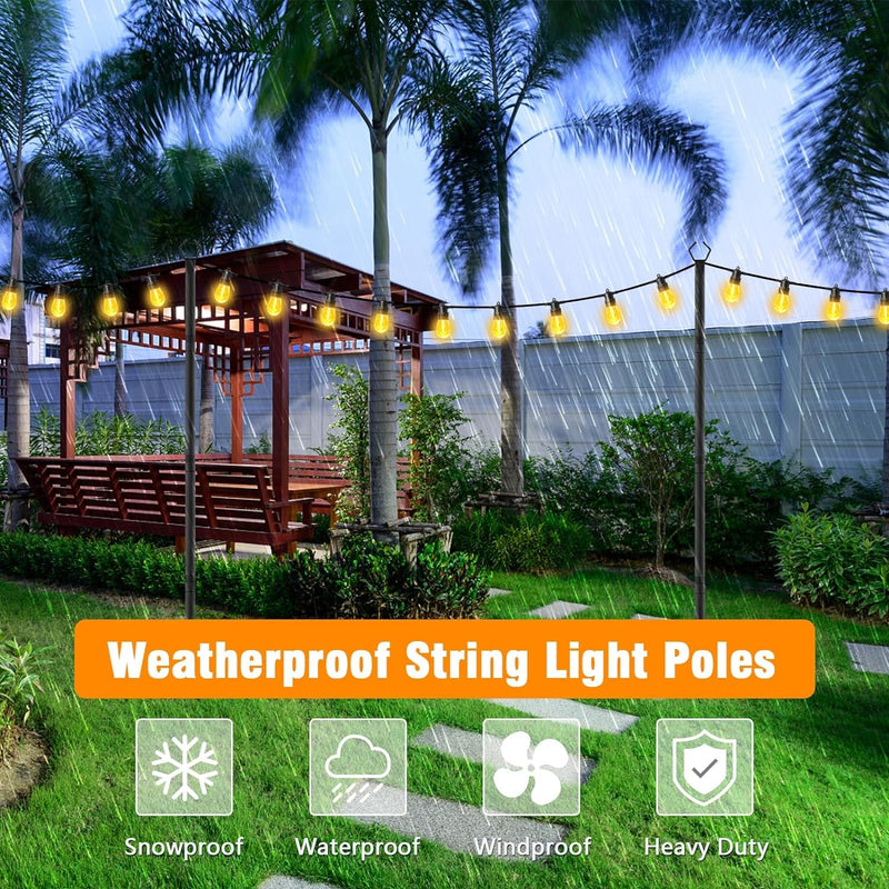 AILBTON 2 Pack 10Ft String Light Poles for Outdoor String Lights, Metal Fork Poles Stand for Patio, Backyard, Deck