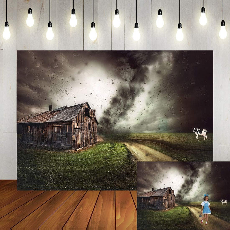 10X8Ft Fairy Tale Tornado Halloween Party Photography Backdrop Farm Grassland Photo Background Chalet Girl Children Birthday Party Decor Newborn Video Shooting Studio Props