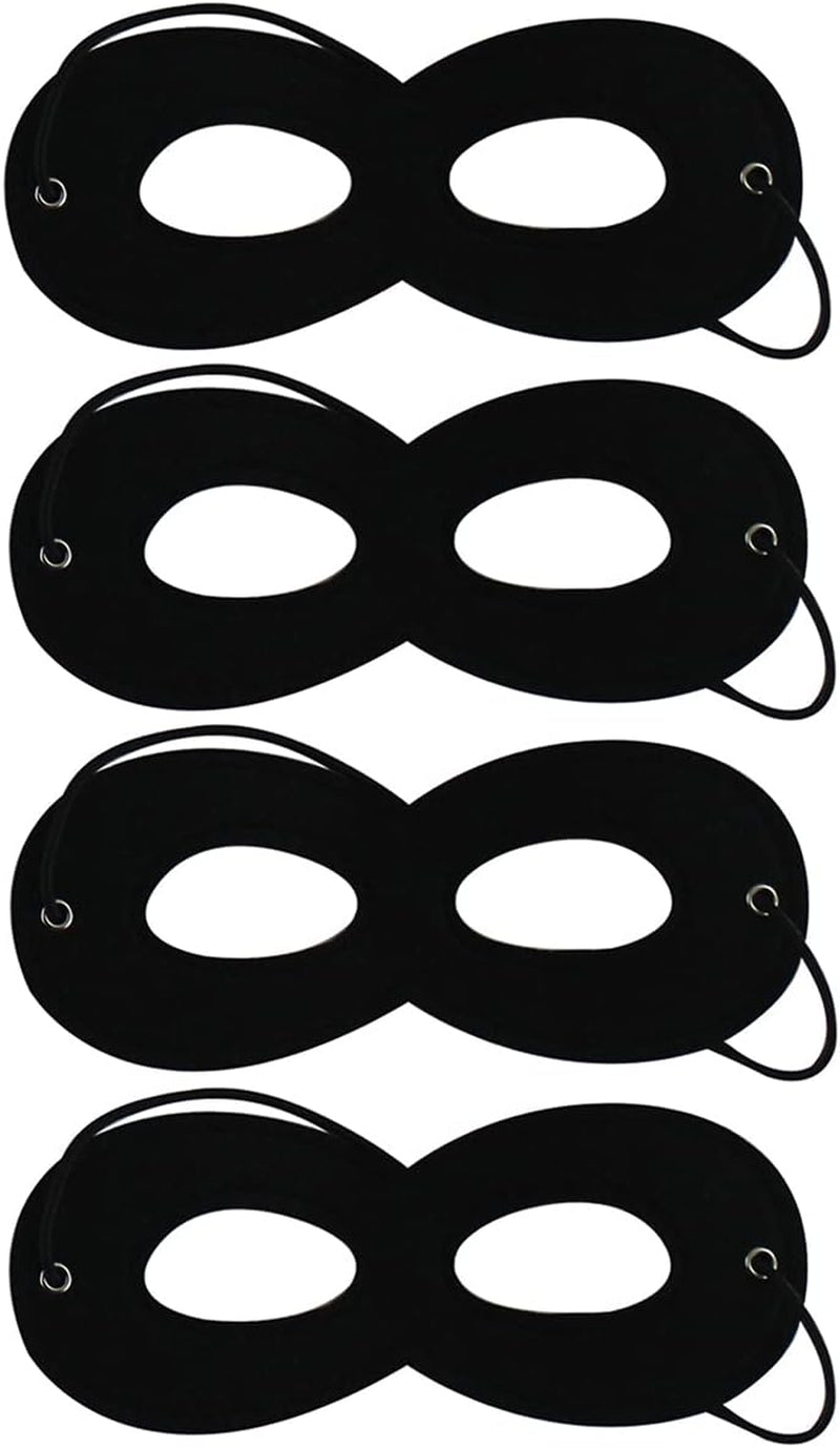 4Pcs Black Superhero Masks Felt Eye Mask Halloween Costume Masks with Adjustable Elastic Ropes