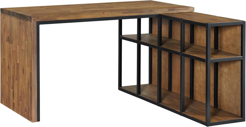 Alaterre Furniture Lloyd 55" W Corner Desk with Storage Credenza, Natural Aged Brown
