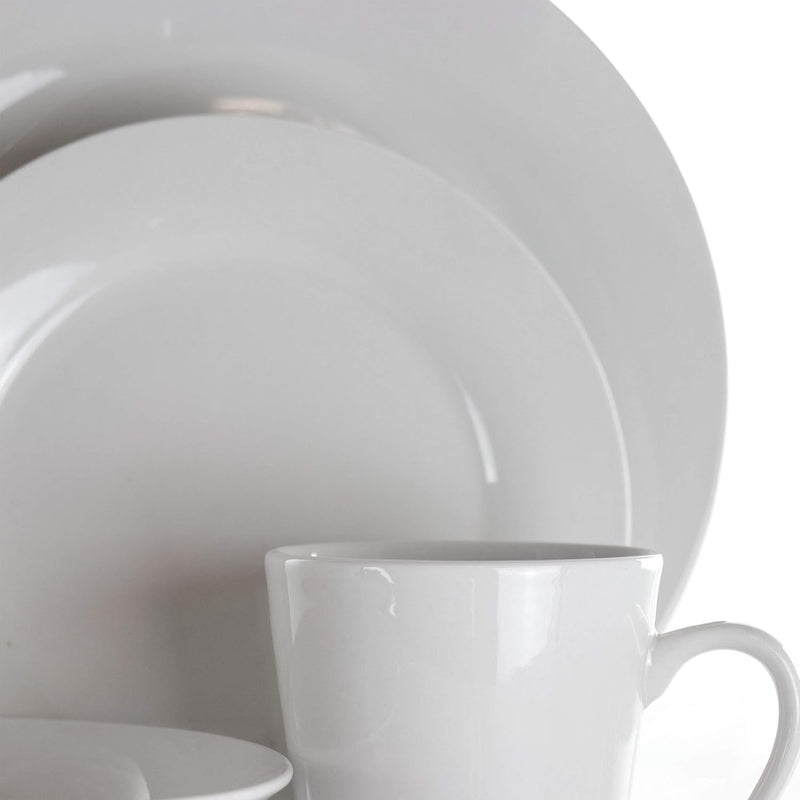 Elama Service for Four 16 Piece Porcelain Dinnerware Set, White-Round 1