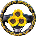 Evankin Sunflower Steering Wheel Cover Cute and Handmade,Leather Universal Steering Wheel Cover 15 Inch, Fashionable Boho Sunflower Car Accessories for Women,Top Girl Car Accessories