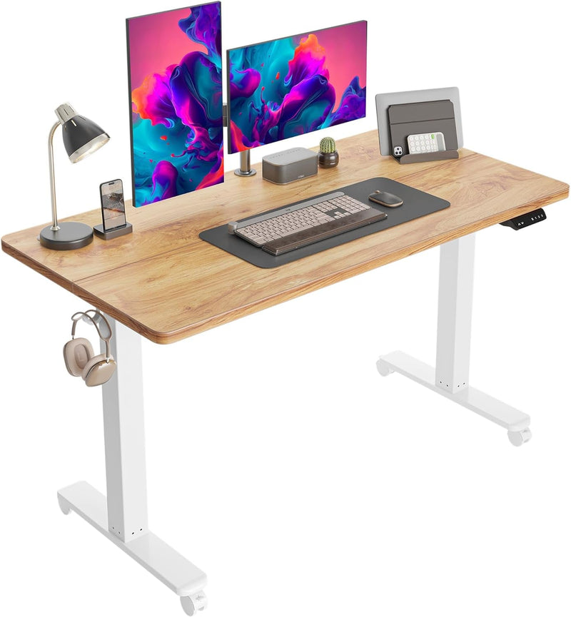 Cubicubi Electric Standing Desk, 55 X 24 Inches Height Adjustable Sit Stand Desk, Ergonomic Home Office Computer Workstation, Rusticbrown