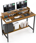 45" Home Office Desk with Monitor Stand, Can Place 2 Monitors, Can Be Used as a Game Desk or Computer Desk ，Modern Design Corner Desk, Black Desk