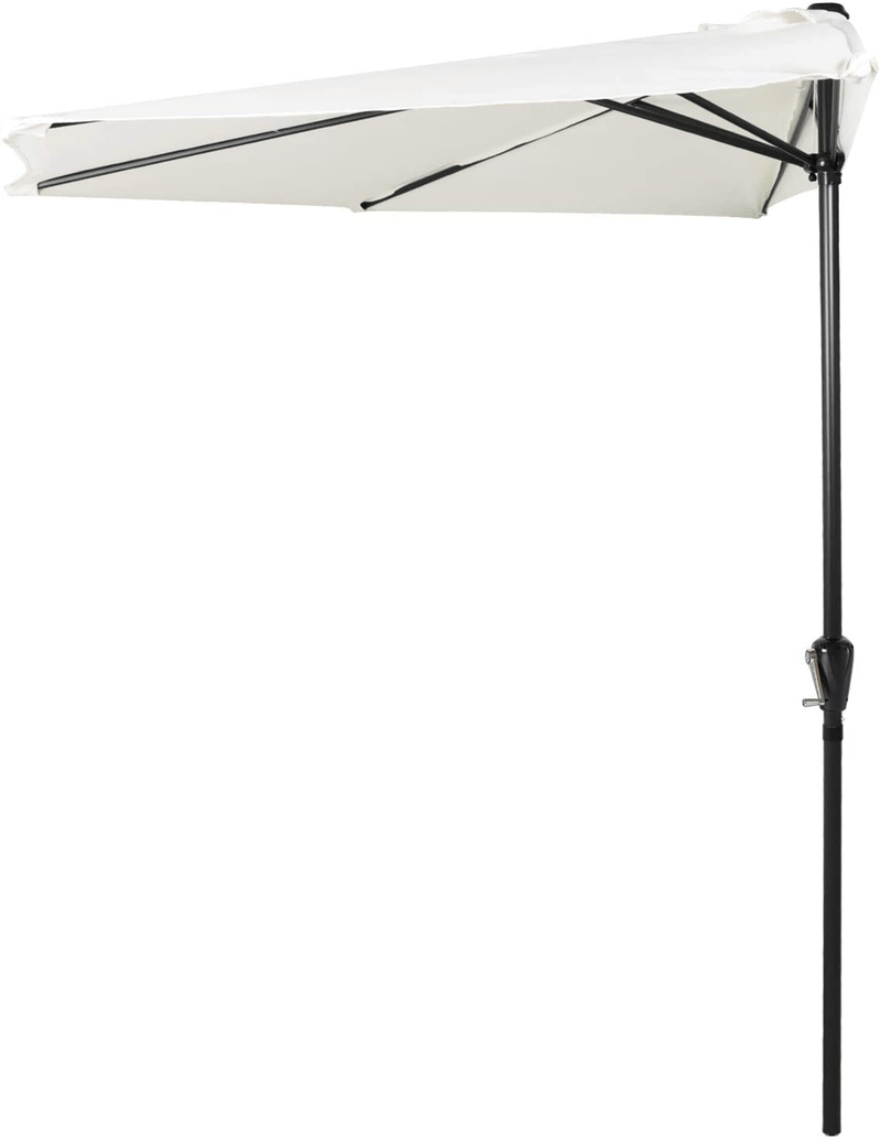 ABCCANOPY 10FT Patio Umbrella Half Round Outdoor Umbrella with Crank for Wall Balcony Door Window Sun Shade (Light Beige)