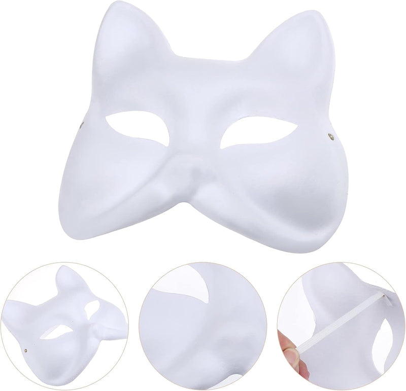 15 Pack Halloween Fox Mask White Paper Blank Mask DIY Animal Unpainted Craft Mask for Cosplay Masquerade Parties Costume Accessory DIY Face Masks for Mardi Gras, Masquerade, Halloween Party