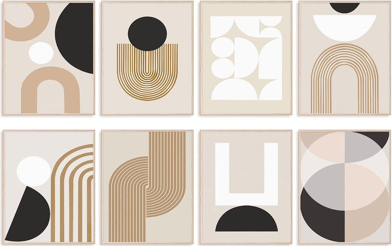 Abstract Boho Wall Art Prints Set of 6, Minimalist Geometric Boho Wall Art Black Brown Beige Line Art Canvas Painting Pictures, Mid-Century Modern Prints Gallery Wall Posters for Bedroom Living Room Bathroom Boho Room Decor(8" X 10", Unframed) Home & Garden > Decor > Artwork > Posters, Prints, & Visual Artwork KBKBART Geometric boho 8x10 inch-unframed 