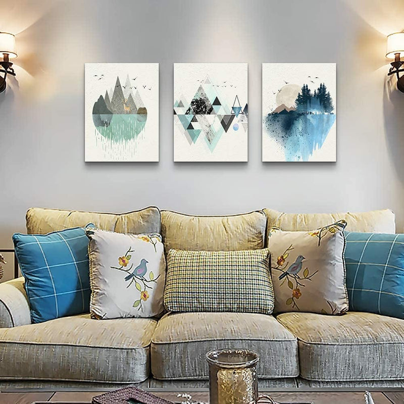Abstract Mountain in Daytime Canvas Prints Wall Art Paintings Abstract Geometry Wall Artworks Pictures for Living Room Bedroom Decoration, 12X16 Inch/Piece, 3 Panels Home Bathroom Wall Decor Posters Home & Garden > Decor > Artwork > Posters, Prints, & Visual Artwork MHARTK66   