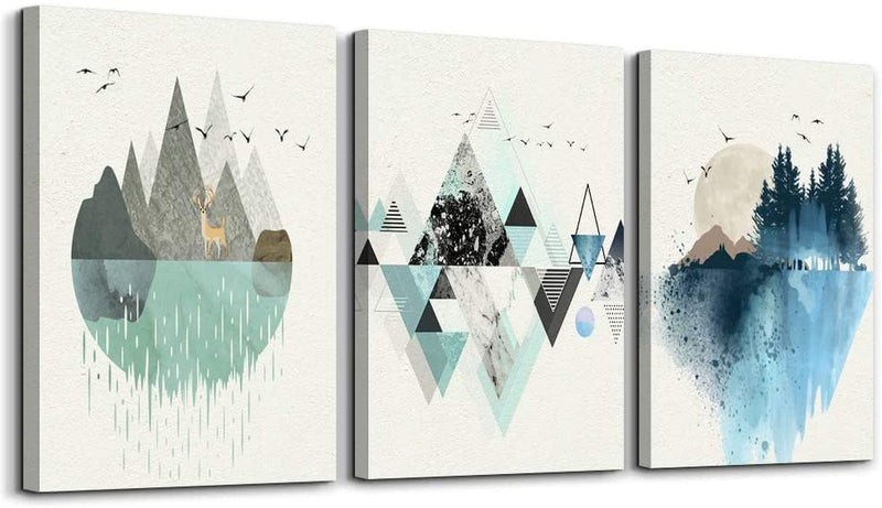 Abstract Mountain in Daytime Canvas Prints Wall Art Paintings Abstract Geometry Wall Artworks Pictures for Living Room Bedroom Decoration, 12X16 Inch/Piece, 3 Panels Home Bathroom Wall Decor Posters Home & Garden > Decor > Artwork > Posters, Prints, & Visual Artwork MHARTK66 Abstract Mountain 16x24inches*3pcs 