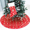 Christmas Tree Skirt, 48 Inches Large Red Flannel Tree Mat with Gilded Christmas Patterns Skirt for Xmas Tree Holiday Party Decorations Indoor Outdoor with 1 Christmas Stocking (Blue)