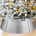 Christmas Tree Collar 28" Metal Gold Christmas Tree Skirt Stand Base Cover for Artificial Trees 5 Panel Hammered Christmas Tree Ring Protection from Pets Xmas Decorations