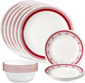 Corelle Vitrelle 18 Piece Glass Dinnerware Sets, Service for 6, Triple Layer Chip & Crack Resistant Glass Plate and Bowl Sets, Wildflower