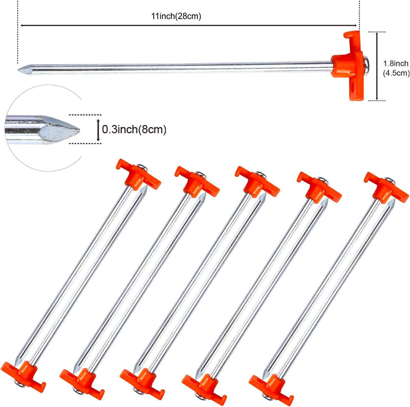 ABCCANOPY Tent Stakes Camping Tent Stakes, 10Pc-Pack (Orange)