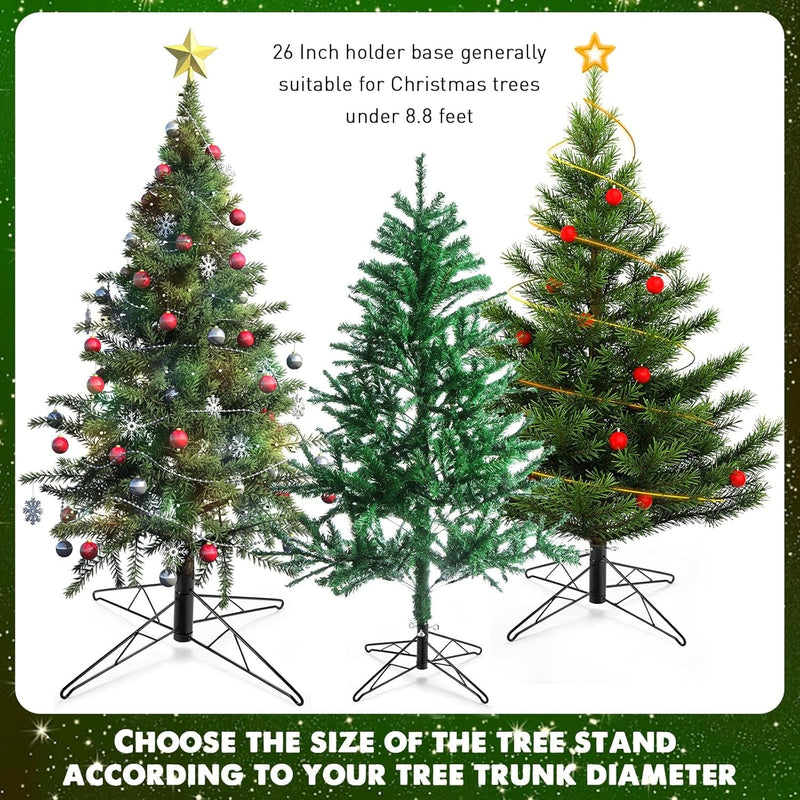 Barydat Christmas Tree Stand for Artificial Tree Steel Bar Xmas Tree Base Folding Replacement Tree Holder Base for Christmas Winter Holiday New Year Artificial Tree Decorations (Dark Green,26 Inch)