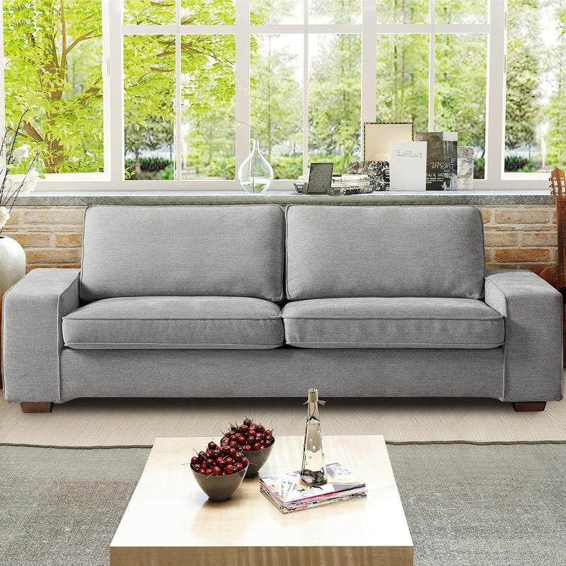 EASELAND 71.25" Loveseat Sofa Couch for Living Room, Chenille Modern Sofa Couch, Deep-Seated Sofa with Solid Wood, Metal and Removable Cover Easy to Install (2 Seats, Dark Grey)