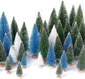 30Pcs Mini Christmas Trees Artificial Christmas Tree Bottle Brush Trees with Wooden Base for Christmas Decor Christmas Party Home Table Craft Decorations(Green+Silver+White)