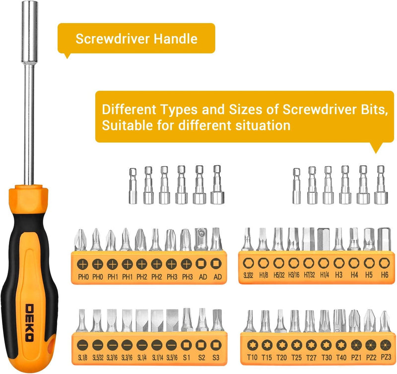 DEKOPRO 192 Piece Mechanics Tool Set Socket Wrench Set, Plastic Storage Case with Auto Repair Hand Tool Kit Wrench Tool Box Set