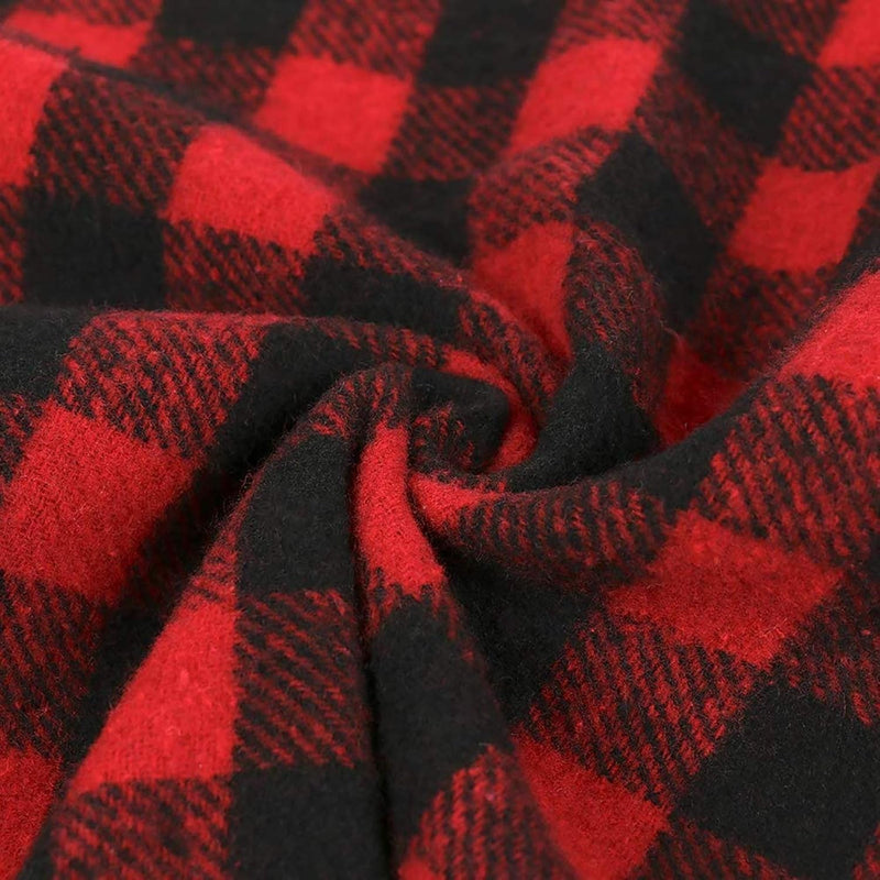 Firlar 35 Inch Christmas Tree Skirt, Red and Black Buffalo Plaid Xmas Tree Skirt Holiday Tree Ornaments for Christmas Day