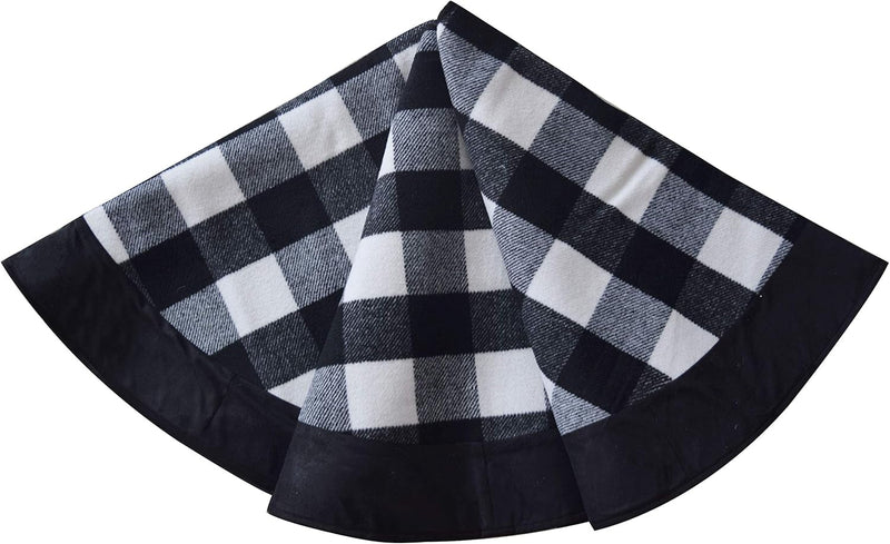 Gireshome Buffalo Check Plaid Yarn-Dyed Weaving Style Center,Black Ultra Suede Border, Christmas Tree Skirt,Xmas Christmas Holiday Party Decorations - 42Inch