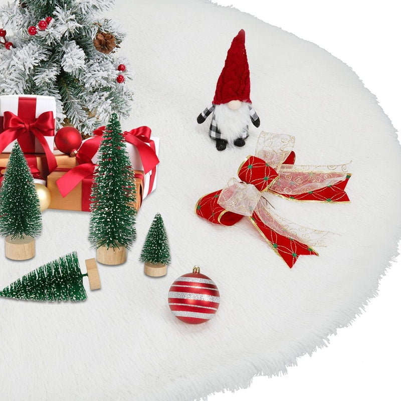 Adeeing 48 Inch Christmas Tree Skirt Xmas Tree Mat with White Faux Fur Edge and Snowflake for Christmas Decorations, Red-White Home & Garden > Decor > Seasonal & Holiday Decorations > Christmas Tree Skirts Adeeing White  