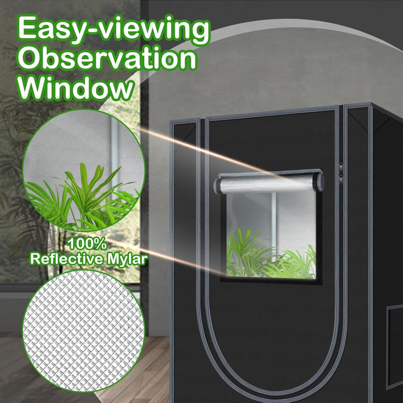 24"X24"X36" Grow Tent 600D Mylar Hydroponic Indoor Plants Growing Tent with Floor Tray Grow Room 2'X2'