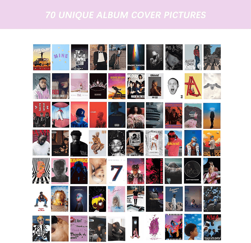 Adzt'S 70PCS Album Cover Aesthetic Pictures Wall Collage Kit, Album Style Photo Collection Collage VSCO Bedroom Dorm Decor for Girl and Boy Teens, Trendy Wall Prints Kit, Small Poster for Room Bedroom Aesthetic Home & Garden > Decor > Artwork > Posters, Prints, & Visual Artwork Adzt's   
