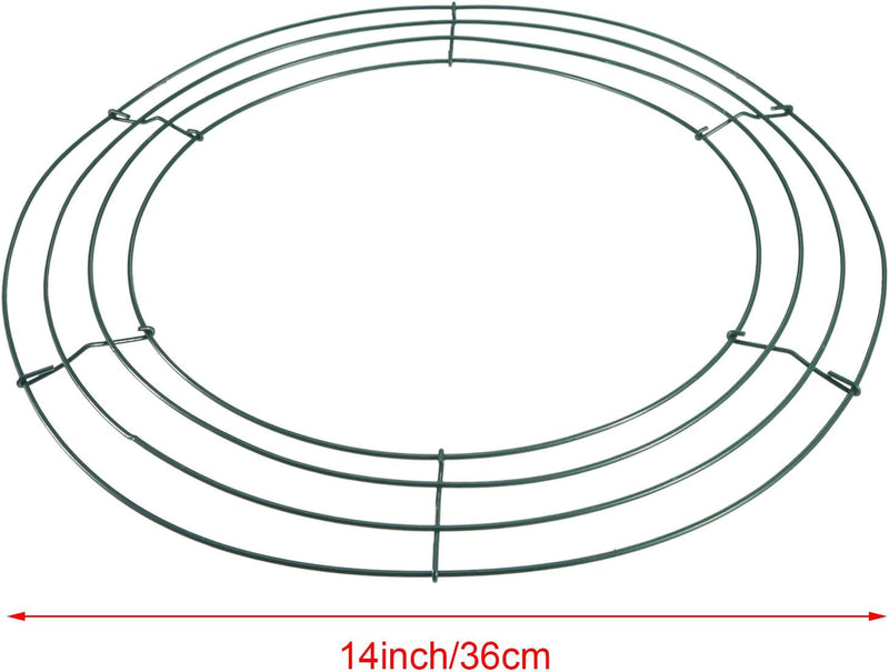 BBTO 2 Pack Metal Wire Wreath Frame 14 Inch Deep Green Wire Rings for St Patrick'S Day Christmas Holidays Floral Arrangements Home Party Decorations