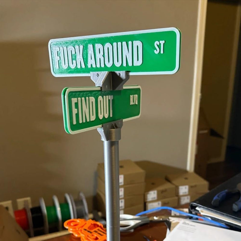 F around Find Out Street Sign Desk Decoration Funny Desk Gift,Fuck around and Find Out Street Sign,Office Desk Home Decor,3D Printed Street Sign,Decorative Sign for Bedroom,Living Room