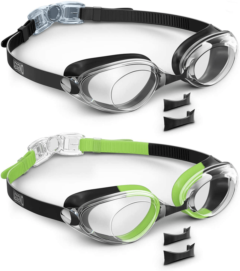 Aegend 2 Pack Swim Goggles, Swimming Goggles Anti-Fog for Man Women Youth Adult Sporting Goods > Outdoor Recreation > Boating & Water Sports > Swimming > Swim Goggles & Masks Aegend Black & Green Black  