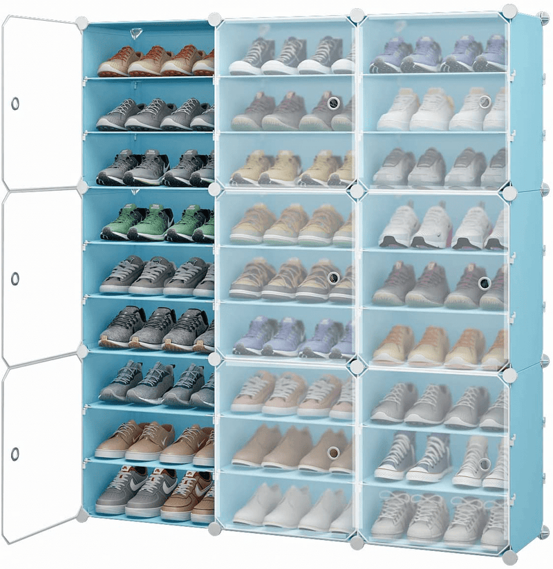 Aeitc Shoe Rack Organizer Shoe Organizer Shoe Storage Cabinet Narrow Standing Stackable Space Saver Shoe Rack (72 Pairs, Grey) Furniture > Cabinets & Storage > Armoires & Wardrobes Aeitc Blue 54 pairs 