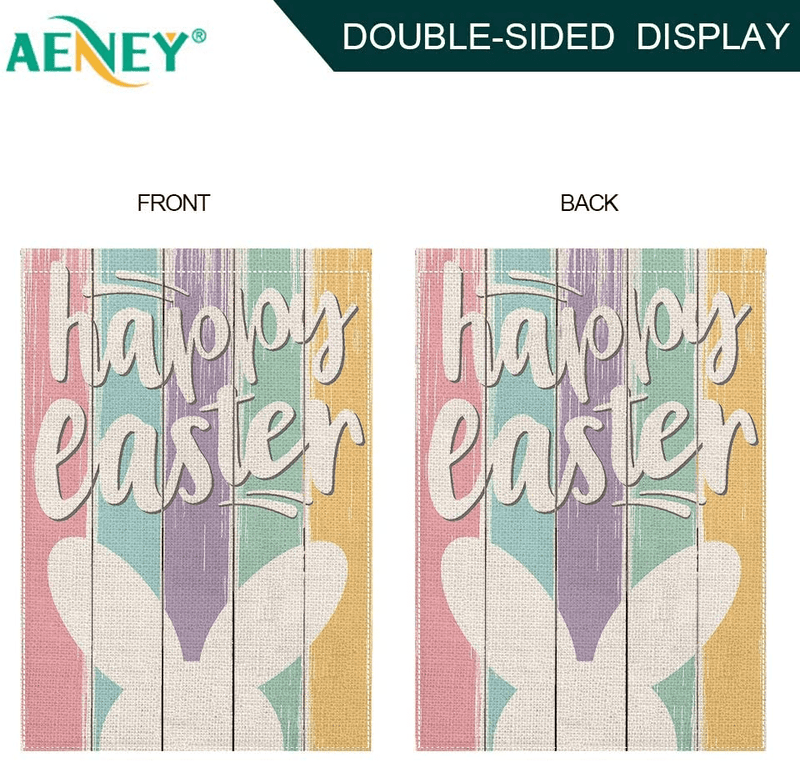 AENEY Happy Easter Garden Flag 12.5 X 18 Inch Bunny Vertical Double Sided Decorative Holiday Easter Decor for outside Yard Outdoor Farmhouse Easter Decorations B001 Home & Garden > Decor > Seasonal & Holiday Decorations AENEY   