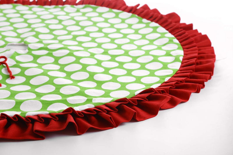 Christmas Tree Skirt 48 Inch Dot Red and Green Tree Skirt Xmas Ornaments for Christmas Holiday Party Decorations (Dot Green)