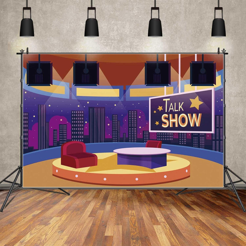 10X6.5Ft Direct Broadcasting Room TV Video Wall Photo Studio Background Teletorium Got Talk Talent Show Backdrop Children Birthday Graduation School Party Decoration Photography Back Drop