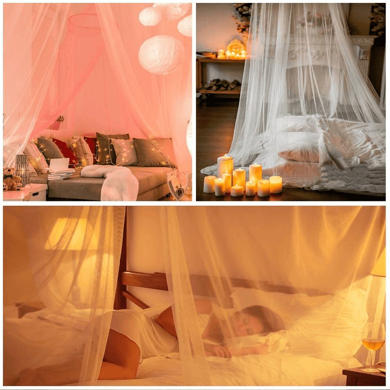 Aifusi Mosquito Net for Bed, King Size Bed Canopy Hanging Curtain Netting, Princess round Hoop Sheer Bed Canopy for All Kids Baby Cribs and Adult Beds Fit Twin, Full, Queen -White Sporting Goods > Outdoor Recreation > Camping & Hiking > Mosquito Nets & Insect Screens AIFUSI   