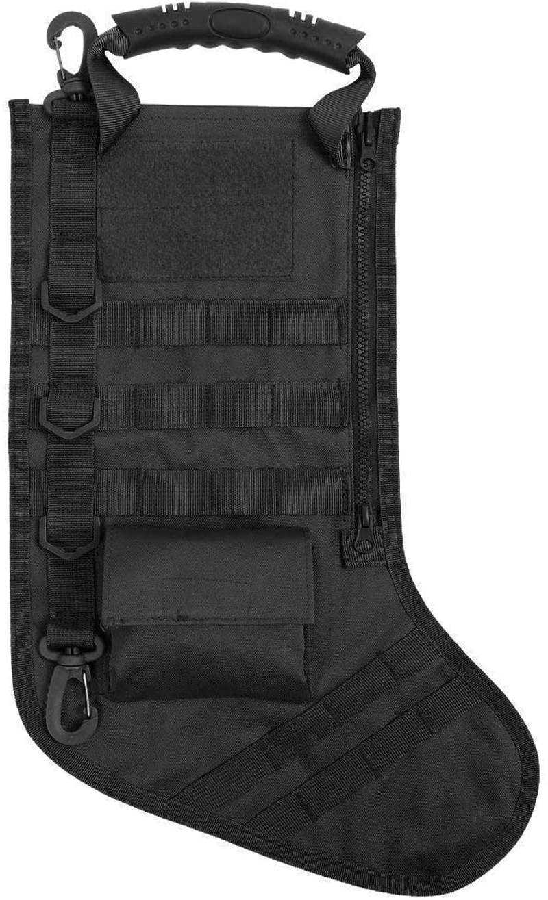 AIRSOFTPEAK Tactical Christmas Stocking Bag Design, Christmas Decoration Gift, Military with Molle Gear Webbing for Outdoor Hunting Shooting Home & Garden > Decor > Seasonal & Holiday Decorations& Garden > Decor > Seasonal & Holiday Decorations AIRSOFTPEAK 1 Pack - Black  