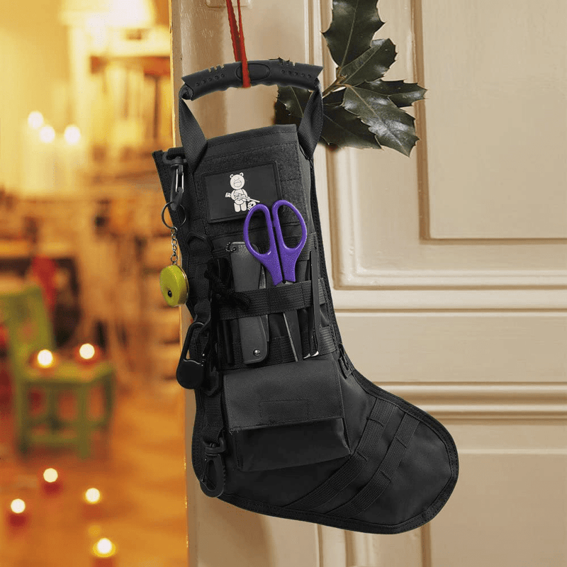 AIRSOFTPEAK Tactical Christmas Stocking Bag Design, Christmas Decoration Gift, Military with Molle Gear Webbing for Outdoor Hunting Shooting Home & Garden > Decor > Seasonal & Holiday Decorations& Garden > Decor > Seasonal & Holiday Decorations AIRSOFTPEAK   